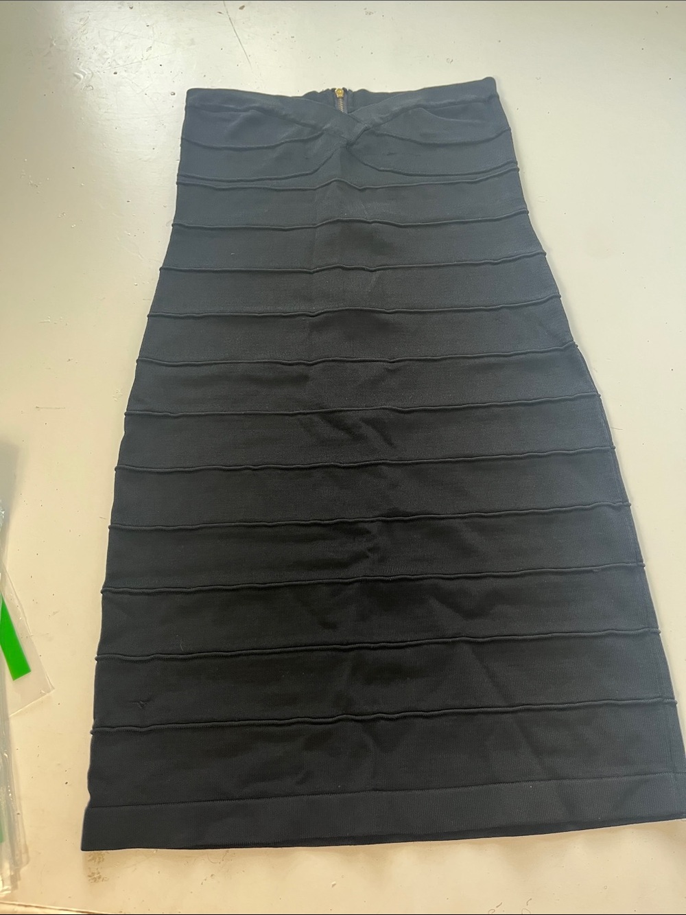 Say what? Medium Black Bandage Style Zip Up Textured Bodycon Dress
